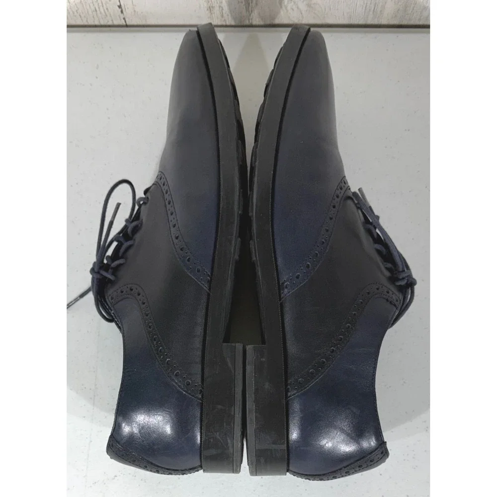 Cole Haan Grand OS Oxford 11 M Navy‎ Blue Leather Lace Up Dress Shoes READ